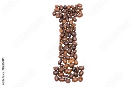 Coffee alphabet isolated on white background