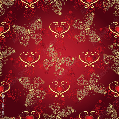 Valentine seamless dark red pattern
