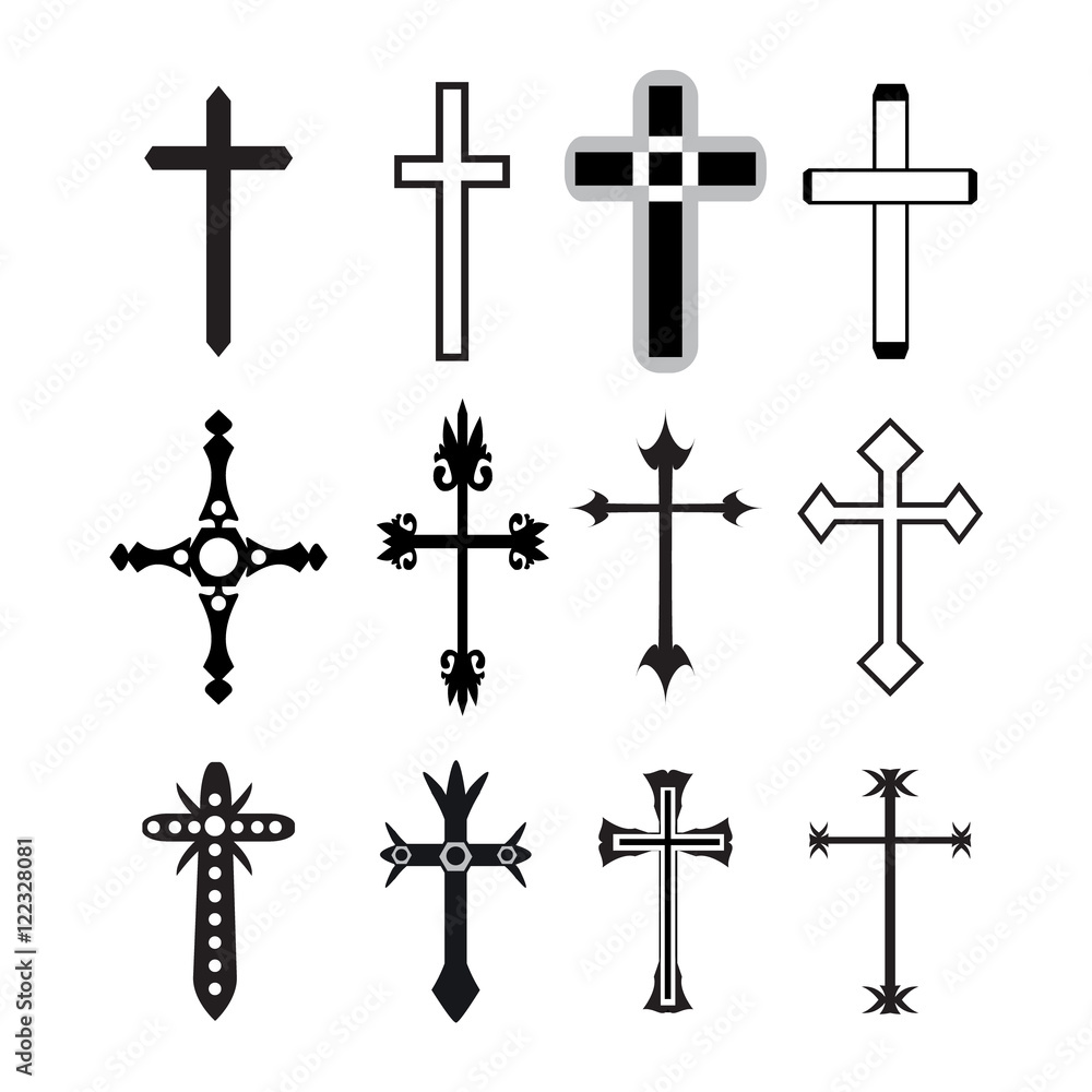 Vector christian cross icons