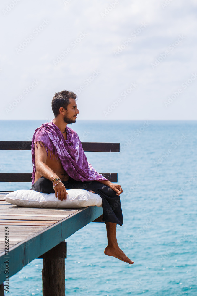 Man resting on the sea