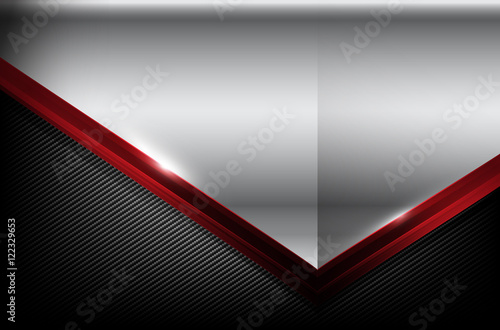 Dark carbon fiber and red overlap element abstract background ve