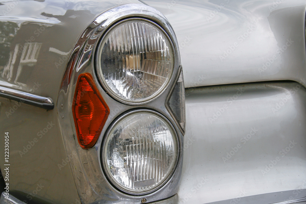 headlights of vintage car
