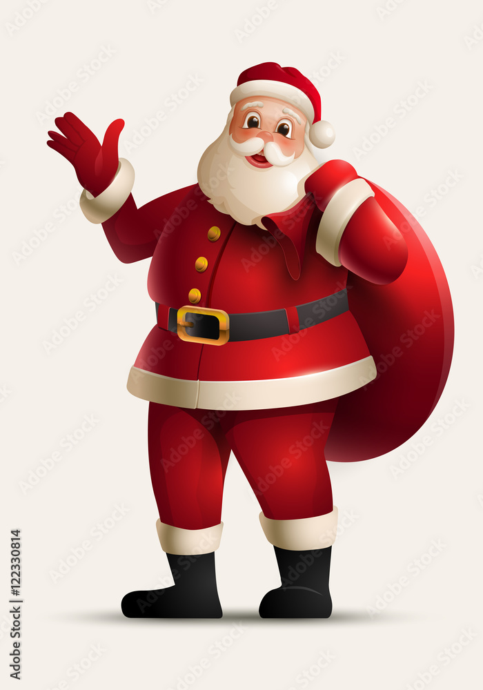 Santa Claus standing and smiling. Christmas vector illustration. Elements are layered separately in vector file. Santa Claus standing and smiling. Christmas vector illustration. Elements are layered separately in vector file.