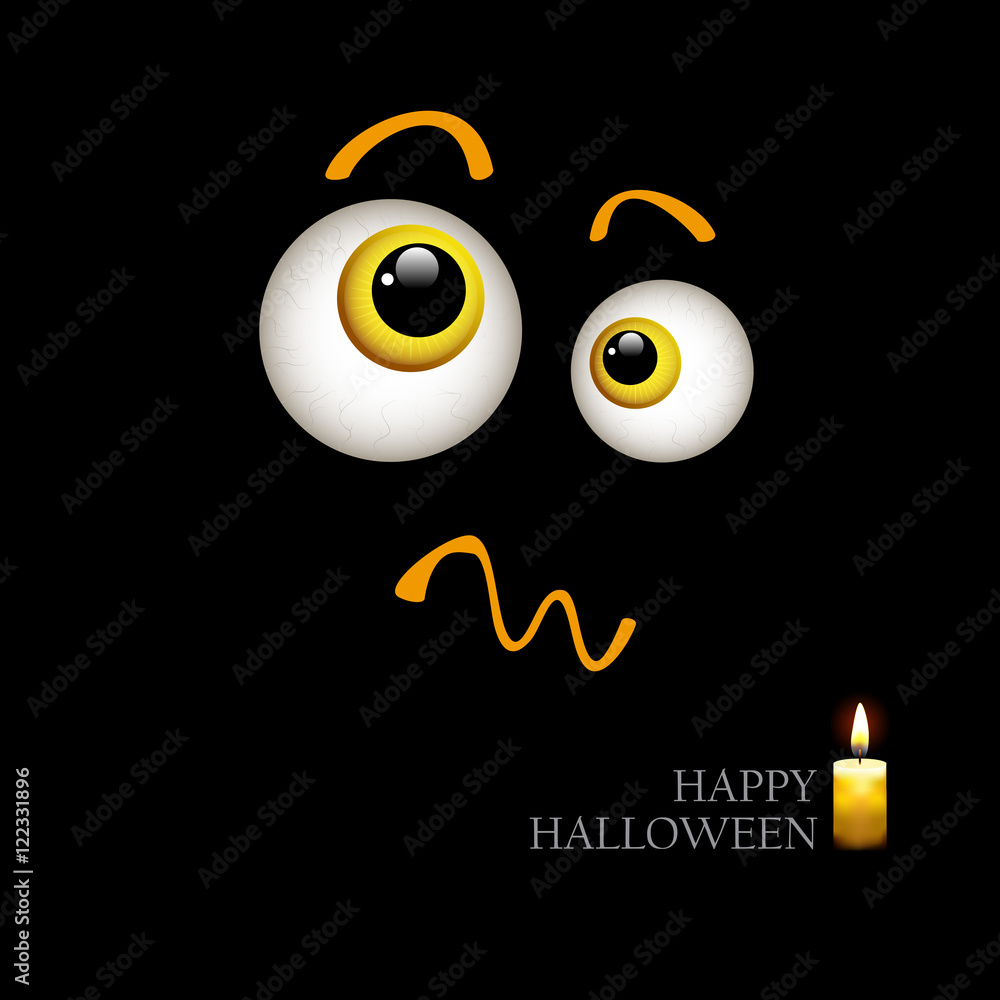 Naklejka premium Black poster for Halloween.Monster eyes