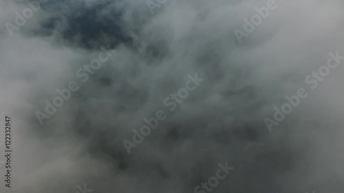 fog in the mountains at sunrise 