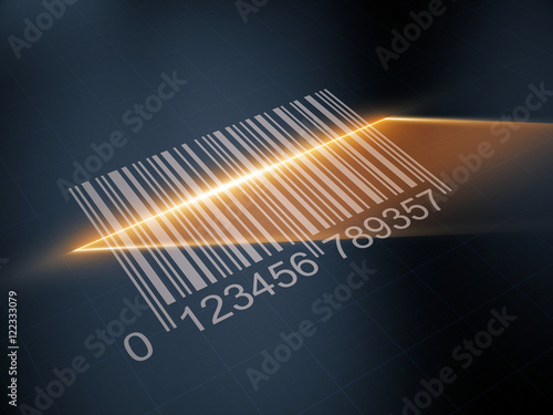Scan barcode with the laser strip. 3d illustration photo