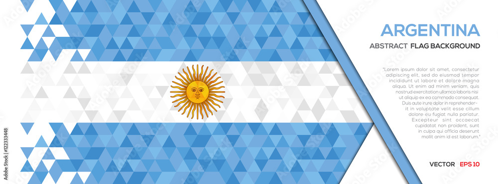 Obraz premium Abstract polygon Geometric Shape background.Argentina flag