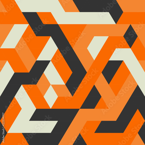 Abstract geometric pattern in orange and black colors