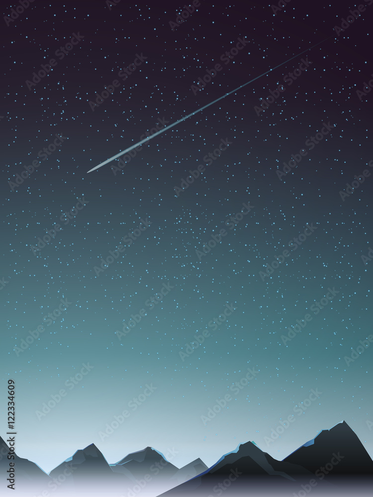 mountain perspective with comet when night mountain perspective with comet when night