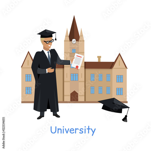 University Building Isolated on White