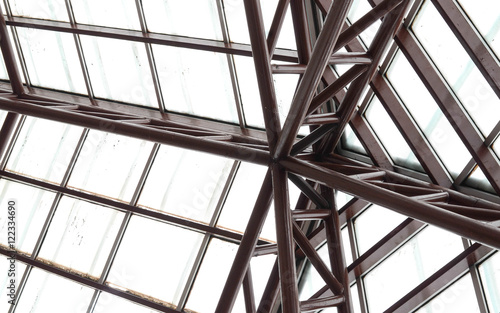 The glass roof structure of a conservatory.