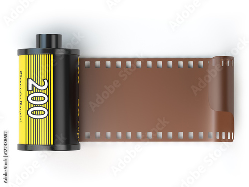 35mm camera photo film canisters isolateed on white.