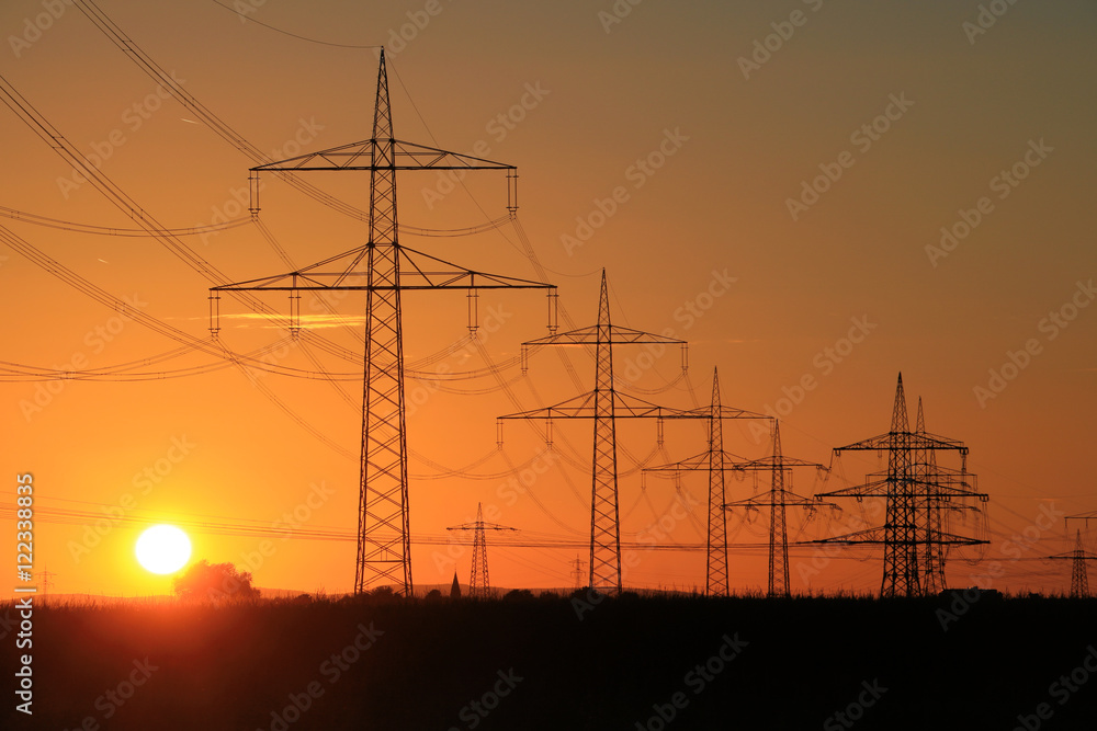 Fototapeta premium Power tower during sunset