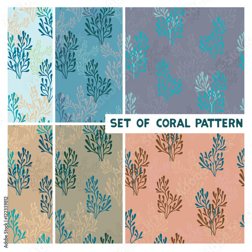 Set of flora seamless pattern.