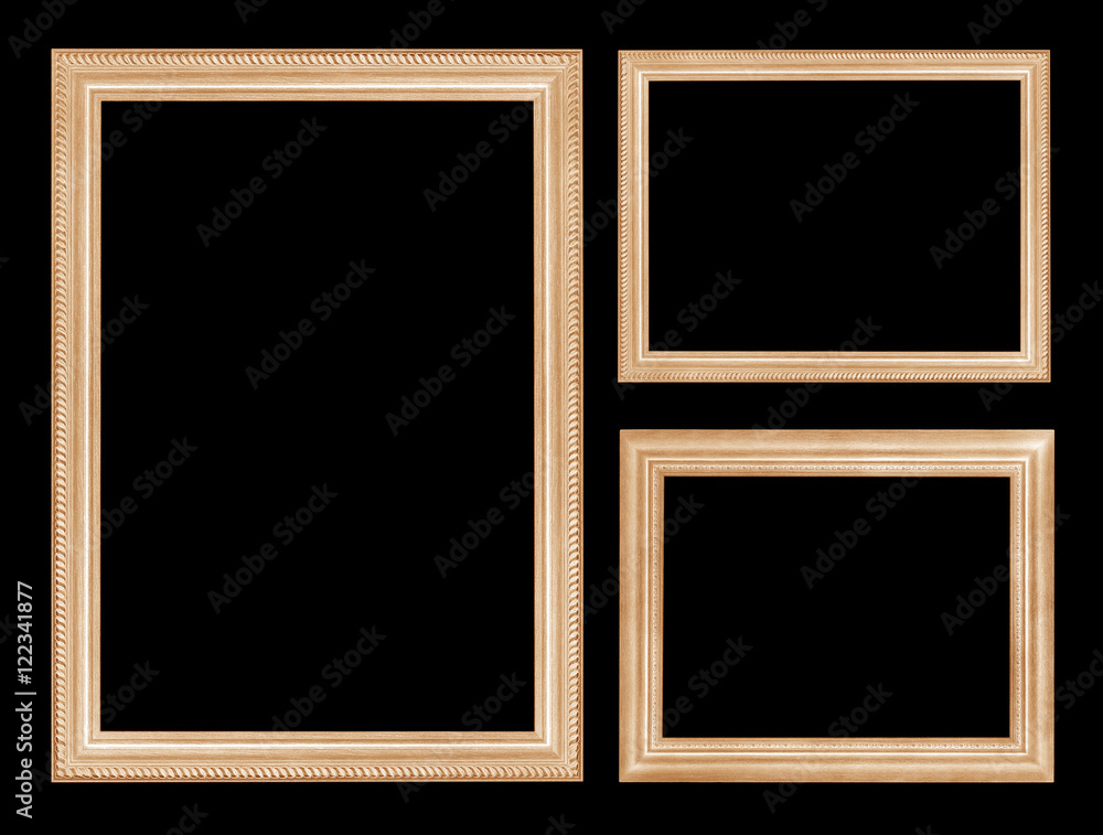 wooden picture frame isolated on black background wooden picture frame isolated on black background