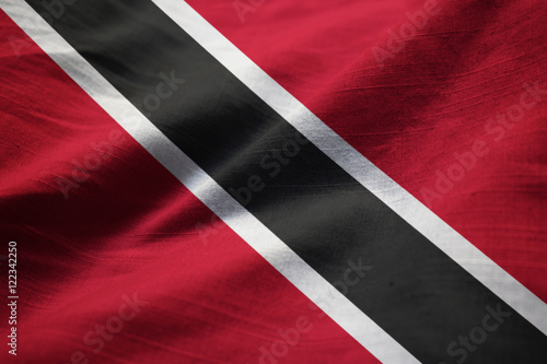 Closeup of Ruffled Trinidad and Tobago Flag, Trinidad and Tobago