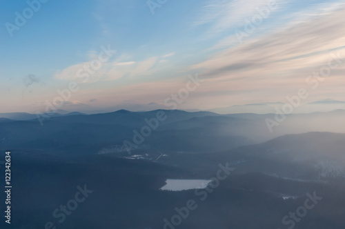 mountain horizon winter sunrise