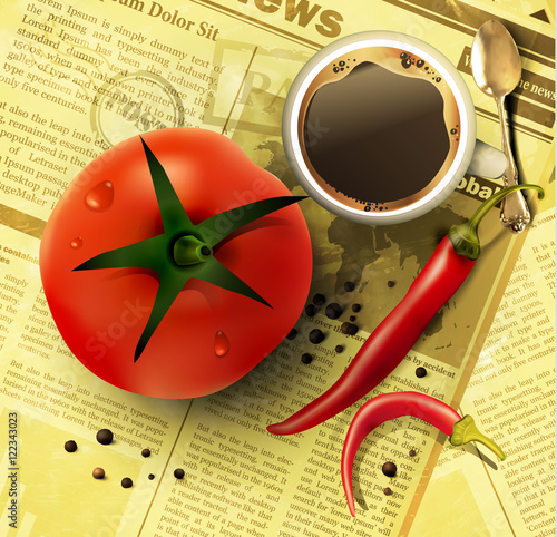 Cup of coffee with vegetables