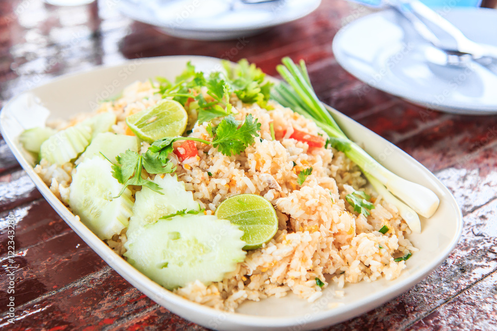 Fried rice with crab and egg in Thai style Fried rice with crab and egg in Thai style
