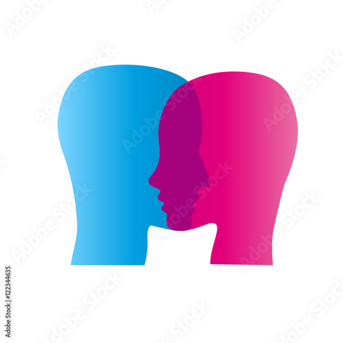 Vector sign abstract dual personality, couple in love