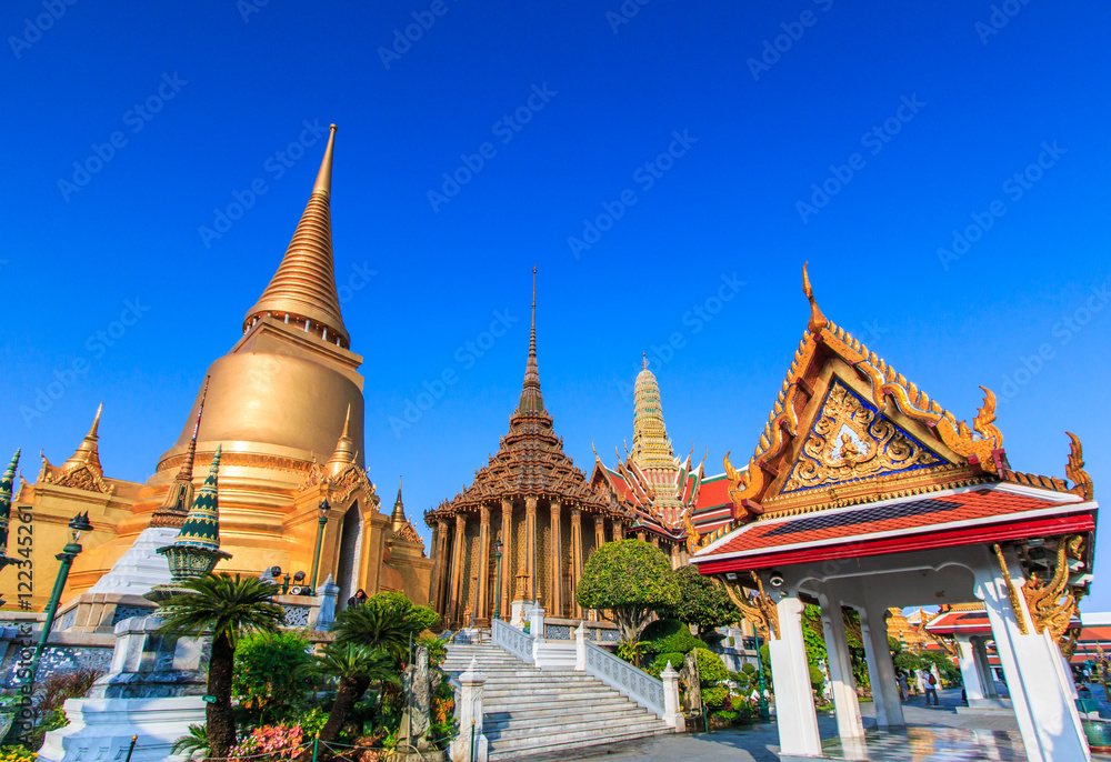 Wat Phra Kaew or Temple of the Emerald Buddha or Wat Phra Si Rattana Satsadaram in Bangkok of Thailand