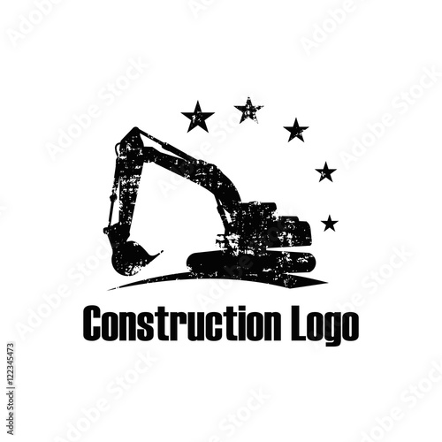 Excavator Backhoe Logo Template Vintage Rustic Style