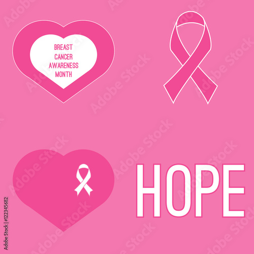 Set of cancer awareness month symbols