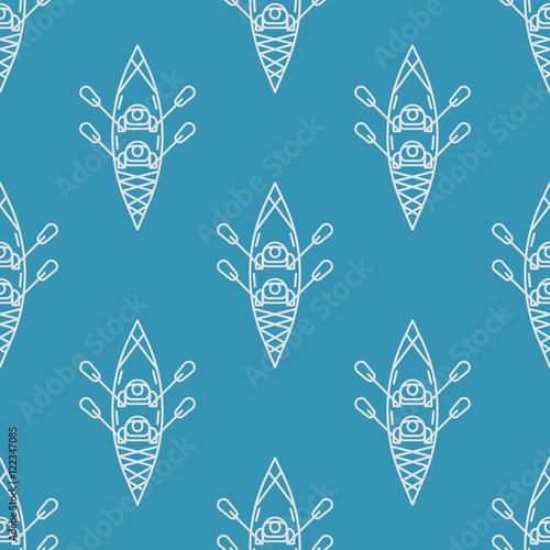 Vector pattern kayak icon on a blue background