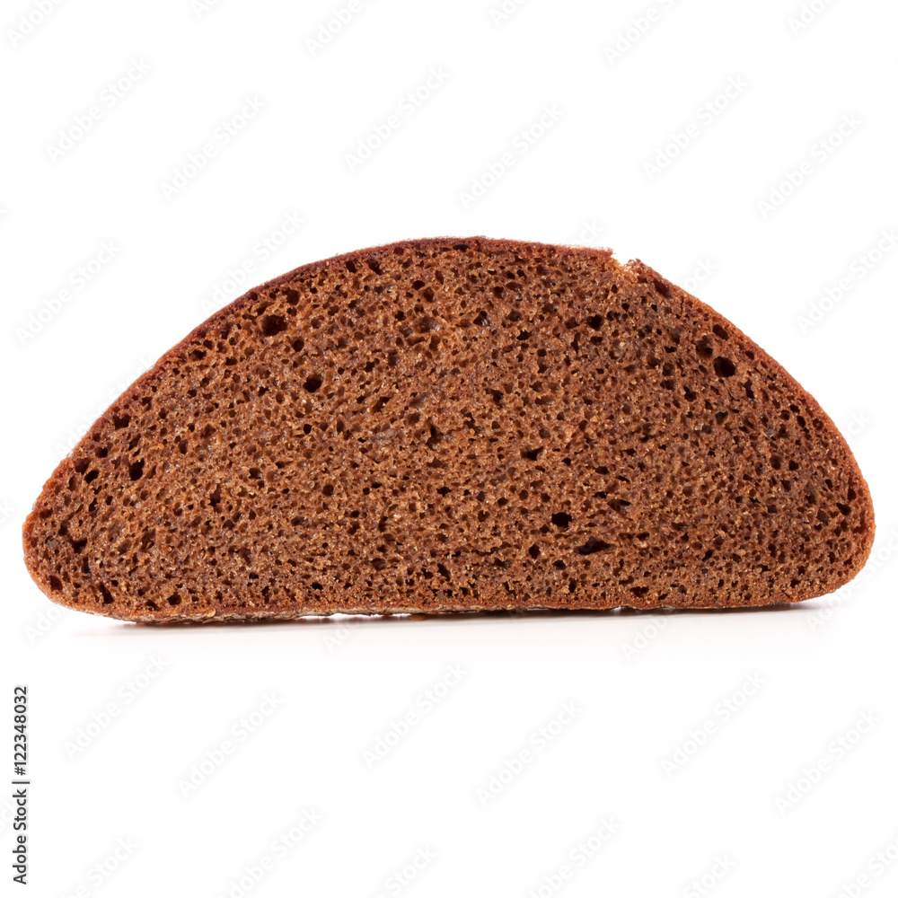Slice of fresh rye bread isolated on white background cutout Slice of fresh rye bread isolated on white background cutout