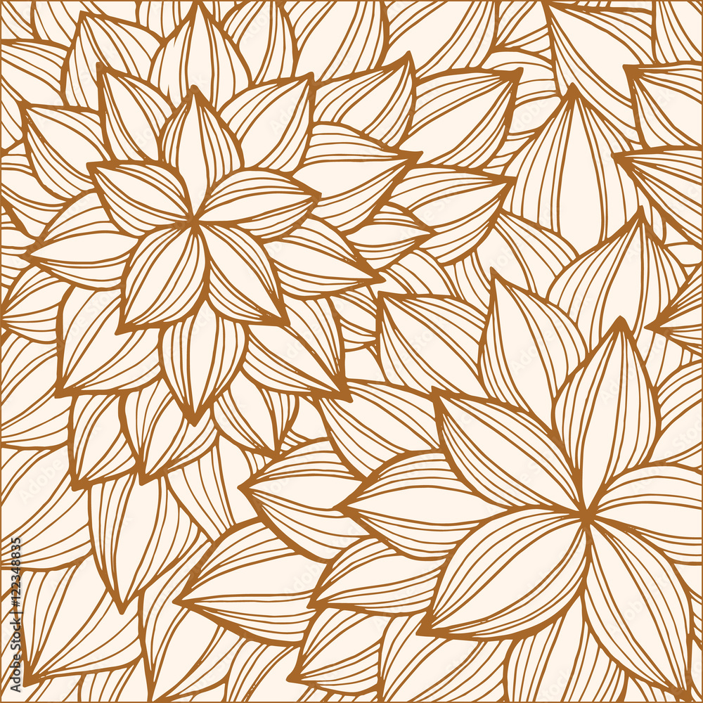 Fototapeta premium Doodle floral grunge monochrome pattern. Hand drawn background.