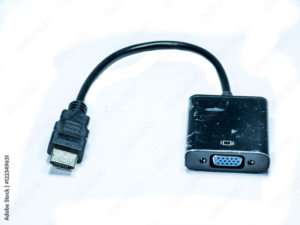 VGA to HVI Digital Port converter or adapter on isolated white background VGA to HVI Digital Port converter or adapter on isolated white background