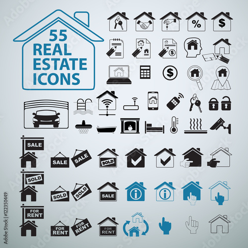 Real Estate icons set, vector business signs.