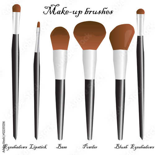 cosmetic brush make-up set black vector illustration