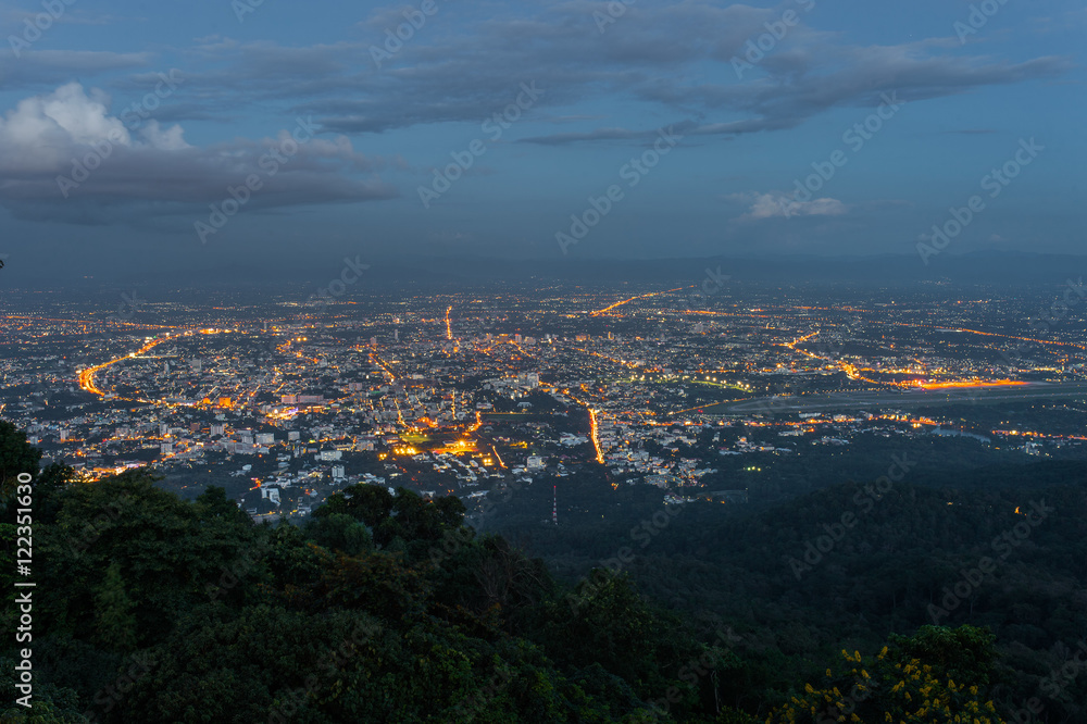 View point city of chiangmai in Wat Phra That Doi Suthep Temple View point city of chiangmai in Wat Phra That Doi Suthep Temple