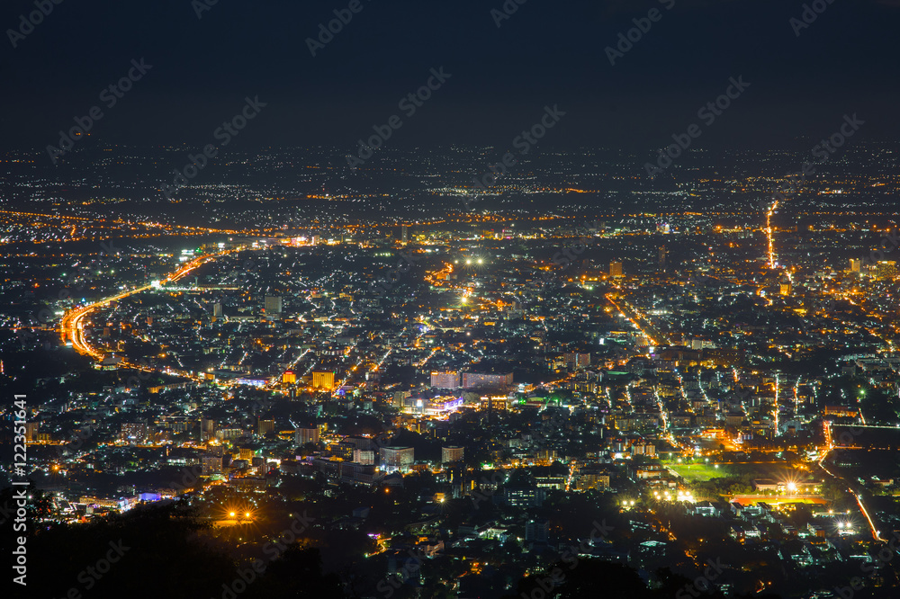 View point city of chiangmai in Wat Phra That Doi Suthep Temple View point city of chiangmai in Wat Phra That Doi Suthep Temple