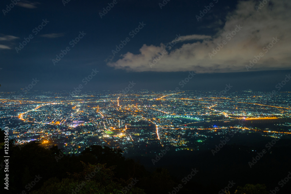 View point city of chiangmai in Wat Phra That Doi Suthep Temple