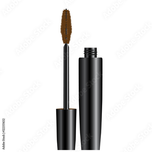 eyelashes mascara brown opened vector illustration