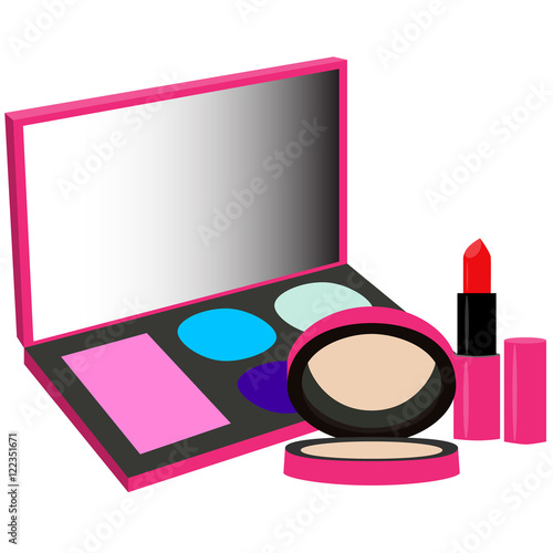 pelette powder lipstick set pink purple vector illustration