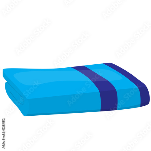 blue domestic bath beach towel isolated vector illustration