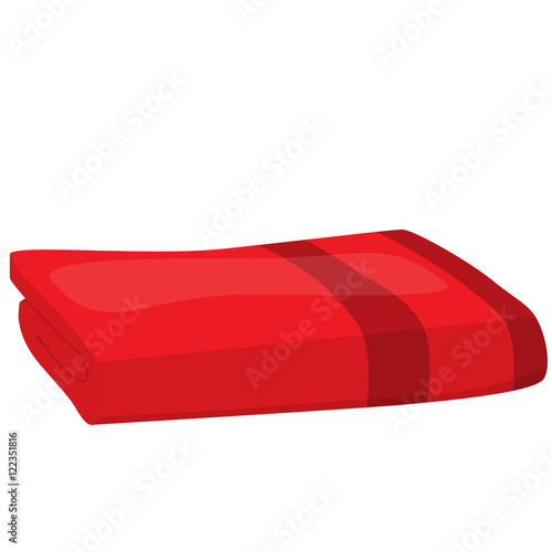 red domestic bath beach towel isolated vector illustration