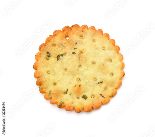 top view crispy cracker on a white background photo