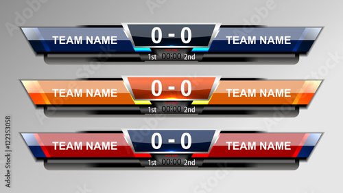 scoreboard elements design for football and soccer, vector illustration