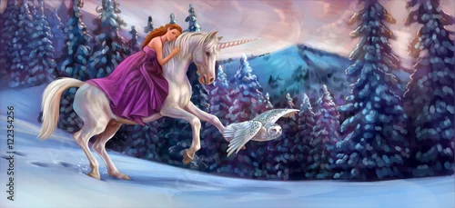 Obraz Dziewczyna i jednorożec