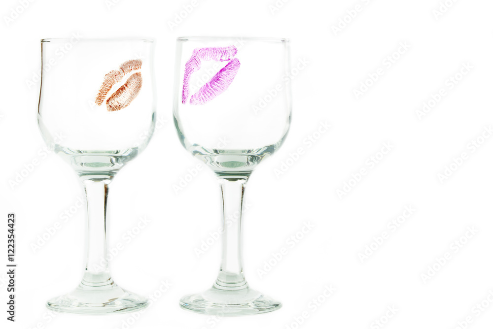 Fototapeta premium Kiss on the glasses