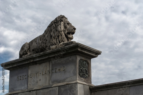 Close up of a lion monument at cloudy day