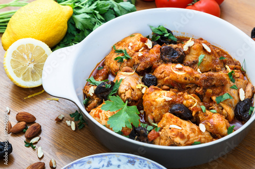 Stewed chicken with spices in a tomato sauce