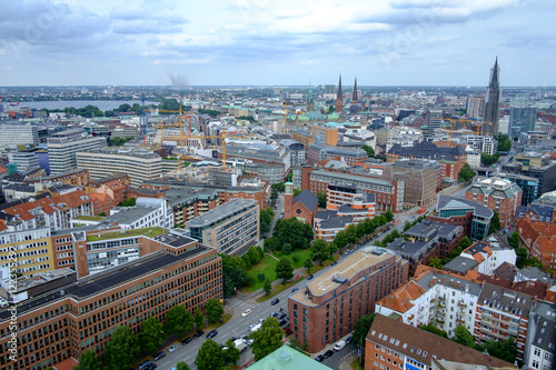 Vantage point view over Hamburg cityscape