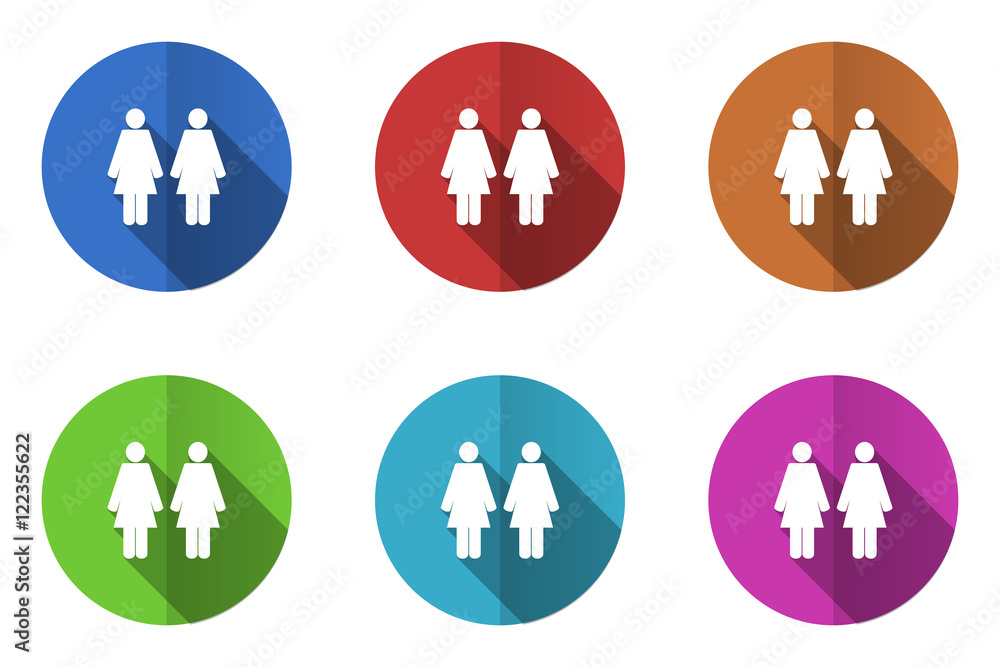 Flat design vector icons. Colorful pair web buttons set. 