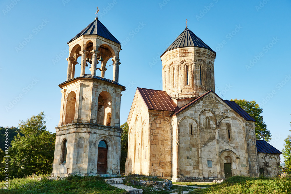 Nicortsminda orthodox Christianity church landmark in Racha region of Georgia