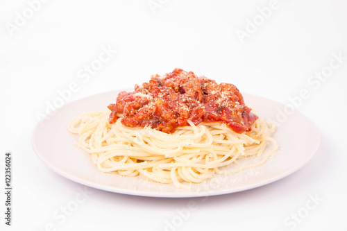 Spaghetti bolognese on a plate